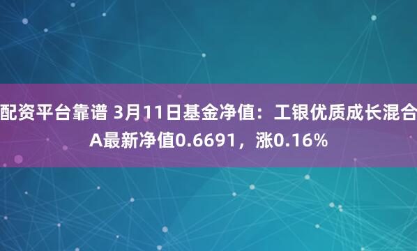 配资平台靠谱 3月11日基金净值：工银优质成长混合A最新净值0.6691，涨0.16%